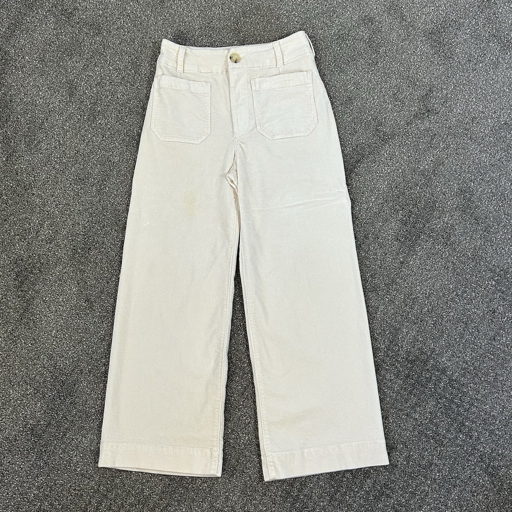 Maeve Anthropologie Colette Corduroy Pants 25 Cream High Rise Wide Leg Crop